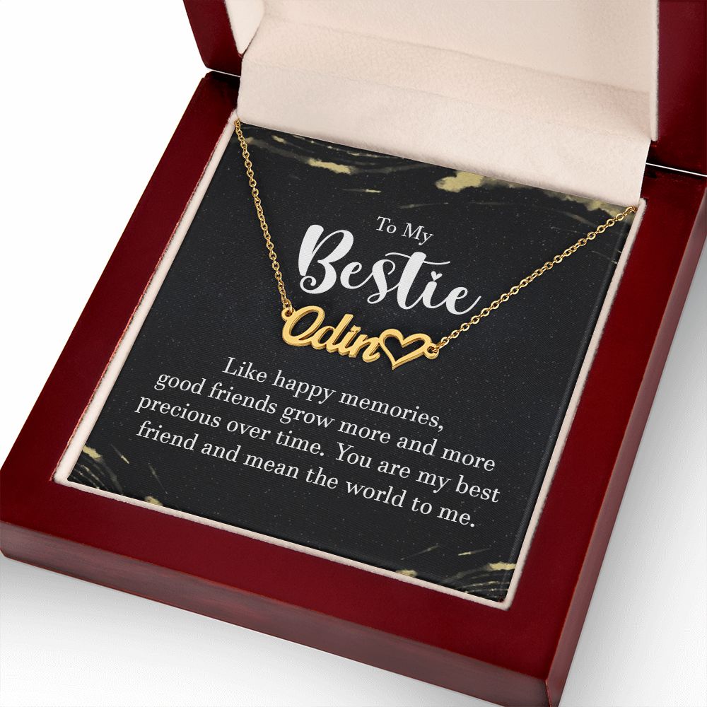 To My Bestie Like Happy Memories Name Necklace With Heart-Express Your Love Gifts