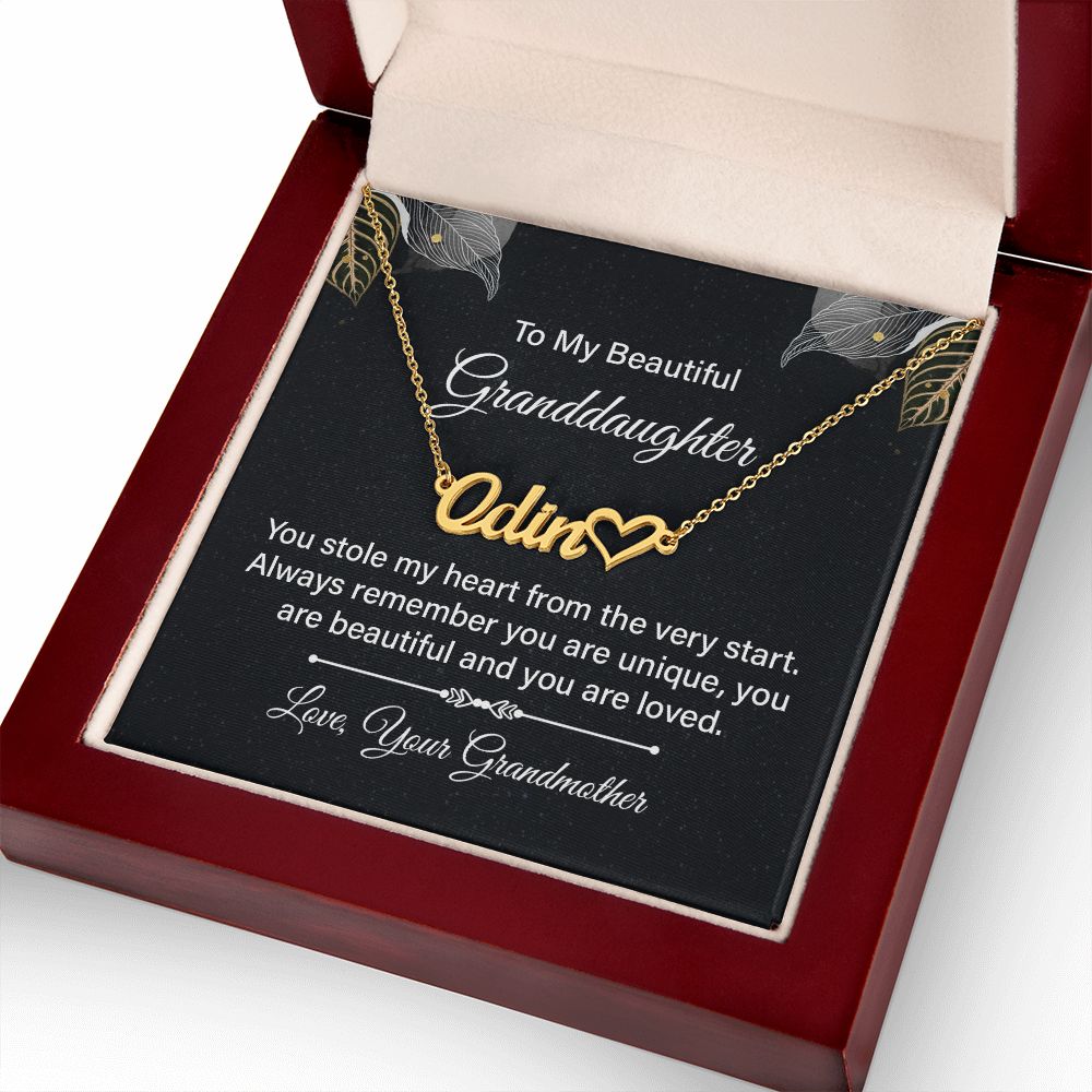 To My Granddaughter You Stole My Heart Name Necklace With Heart-Express Your Love Gifts