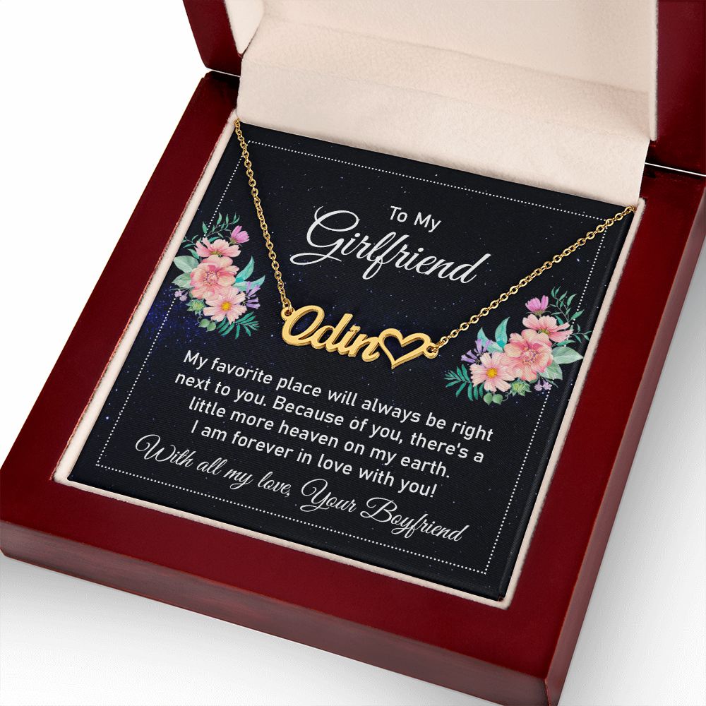 To My Girlfriend My Favorite Place Name Necklace With Heart-Express Your Love Gifts