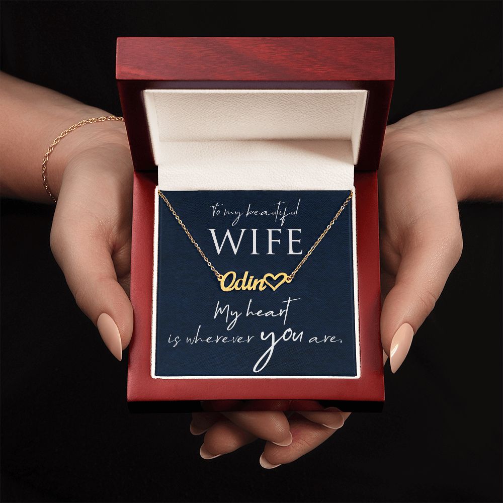 To My Beautiful Wife Name Necklace With Heart-Express Your Love Gifts
