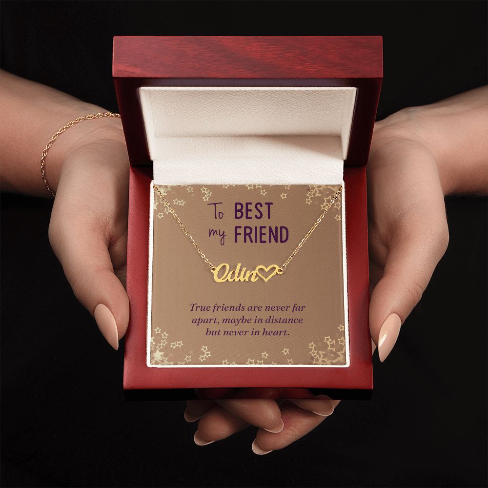 To My Best Friend True Friends are Never Far Name Necklace With Heart-Express Your Love Gifts