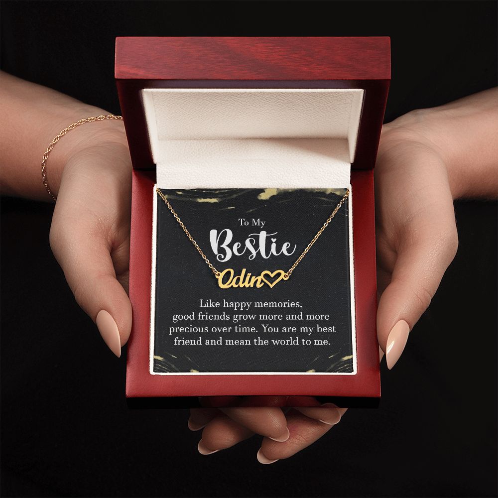 To My Bestie Like Happy Memories Name Necklace With Heart-Express Your Love Gifts