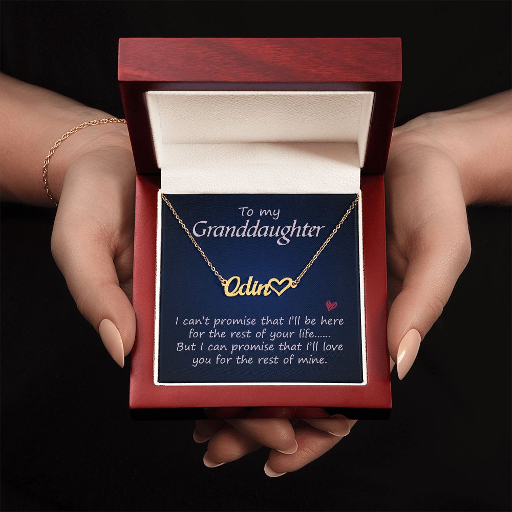 To My Granddaughter Name Necklace With Heart-Express Your Love Gifts