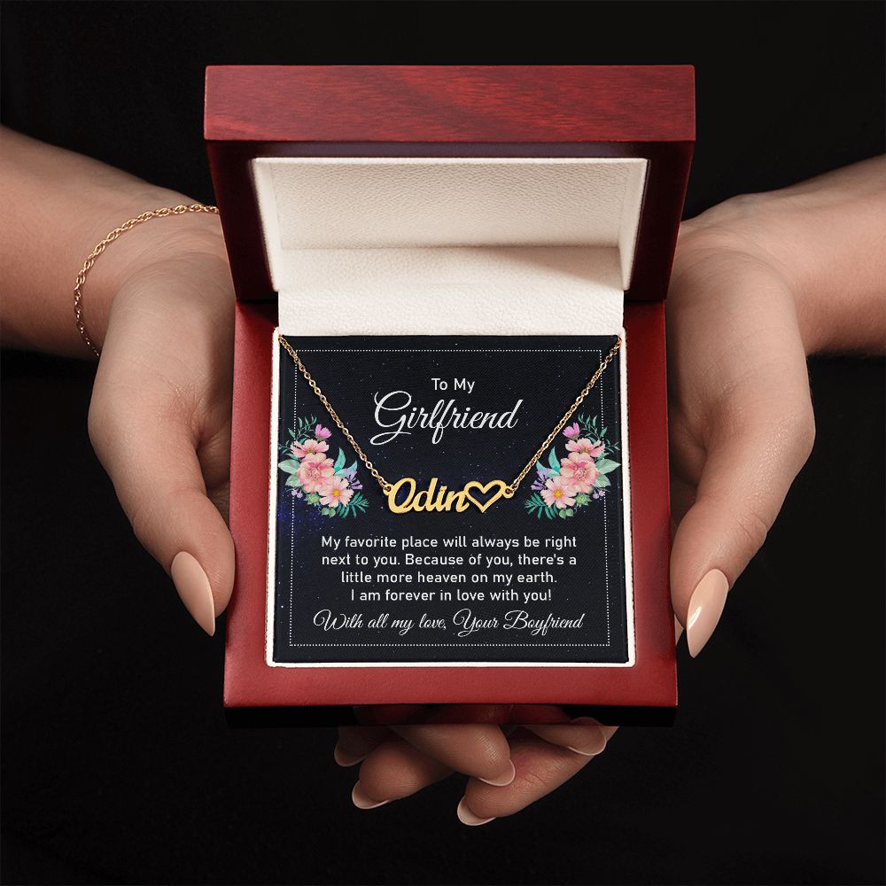 To My Girlfriend My Favorite Place Name Necklace With Heart-Express Your Love Gifts