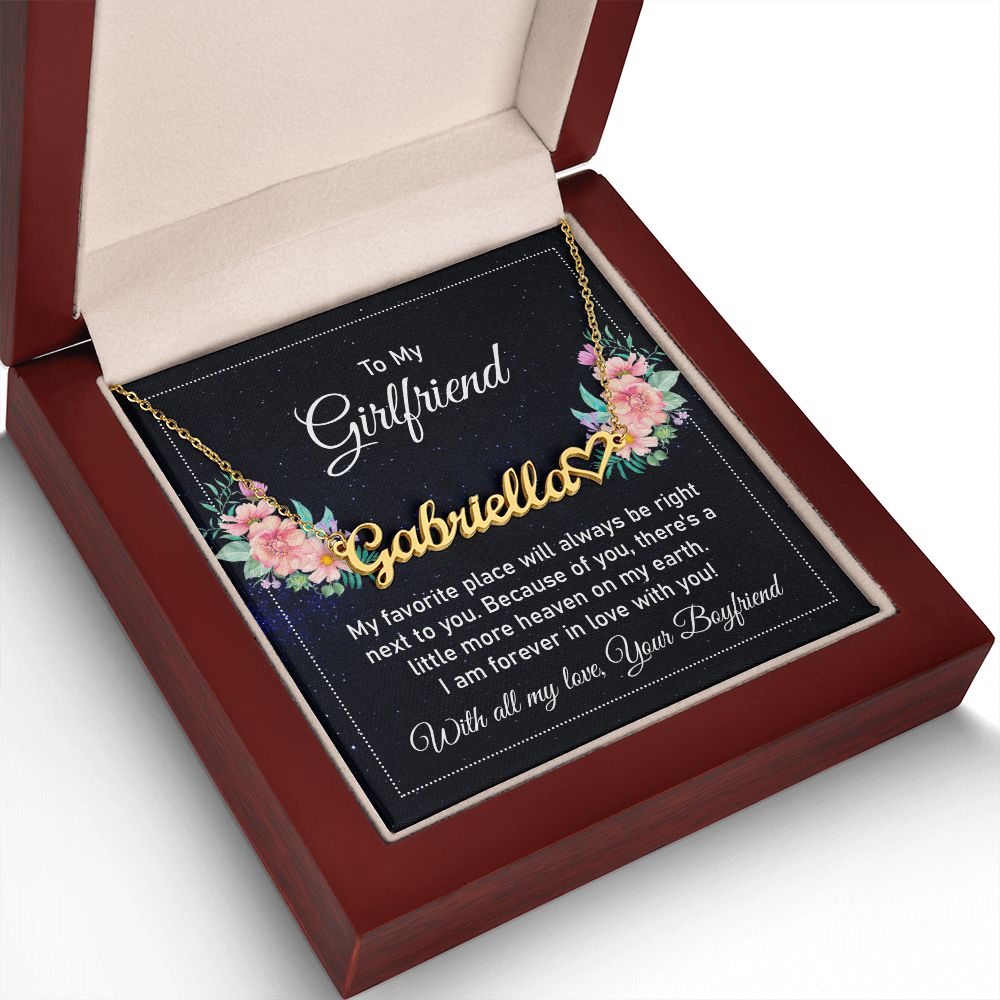 To My Girlfriend My Favorite Place Name Necklace With Heart-Express Your Love Gifts