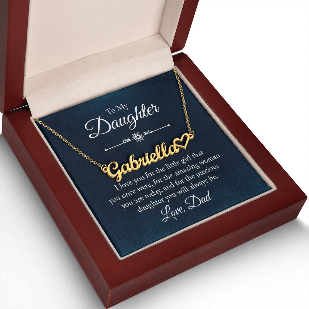 To My Daughter I Love You Name Necklace With Heart-Express Your Love Gifts