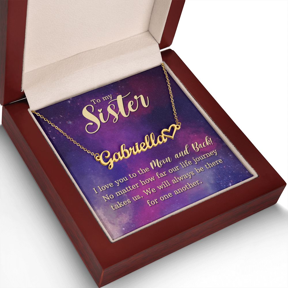 To My Sister I Love You Name Necklace With Heart-Express Your Love Gifts