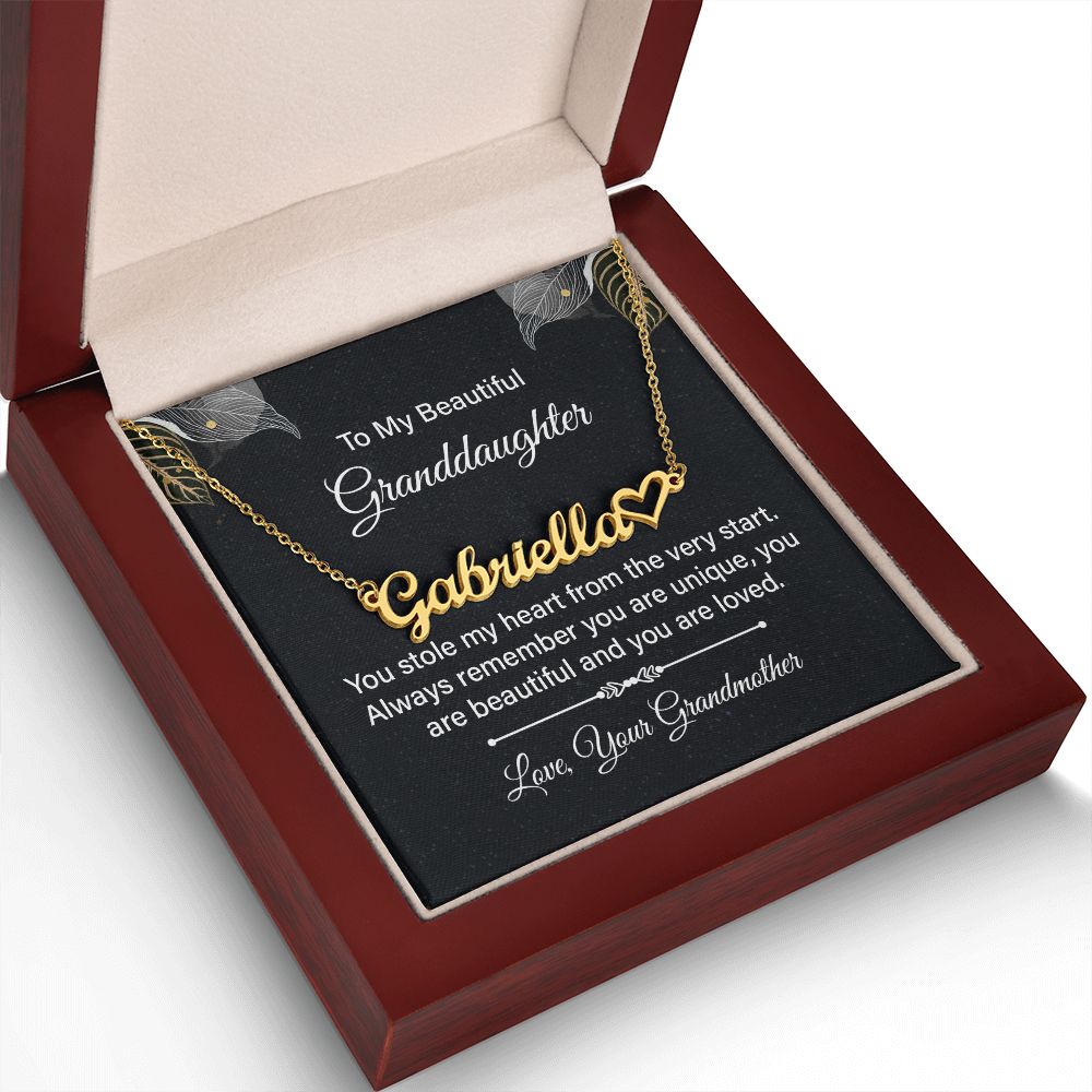 To My Granddaughter You Stole My Heart Name Necklace With Heart-Express Your Love Gifts