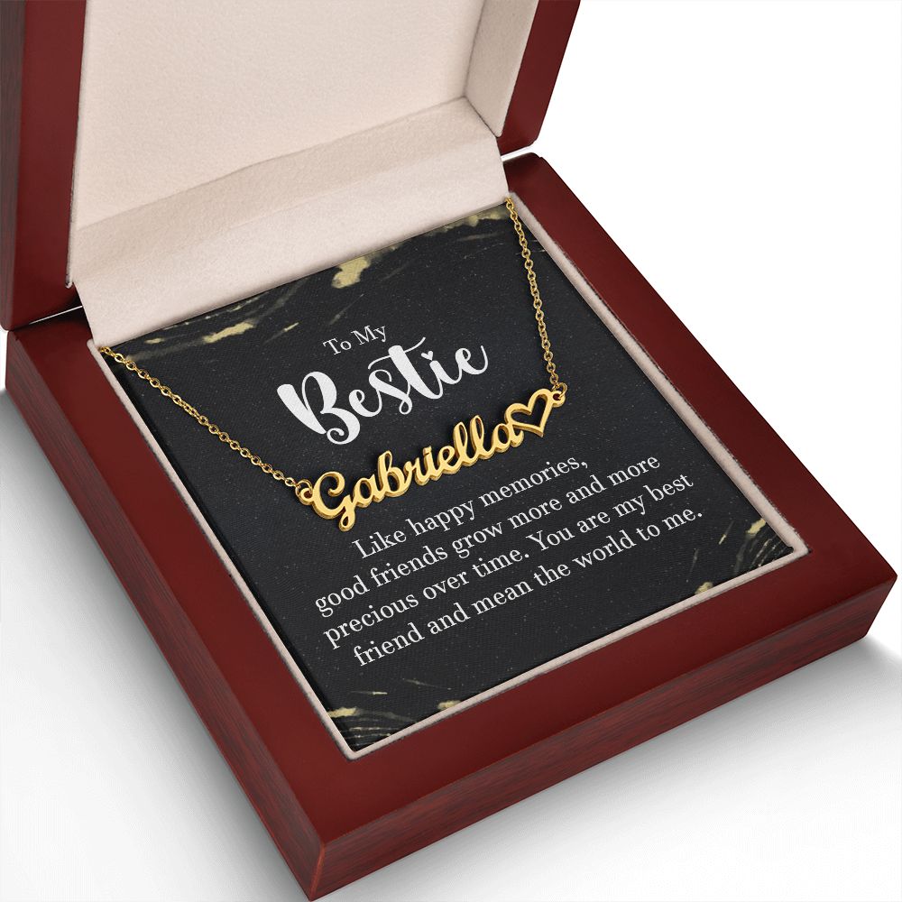 To My Bestie Like Happy Memories Name Necklace With Heart-Express Your Love Gifts