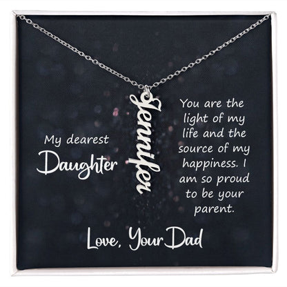 My Dearest Daughter You are the Light of My Life Vertical Name Necklace-Express Your Love Gifts