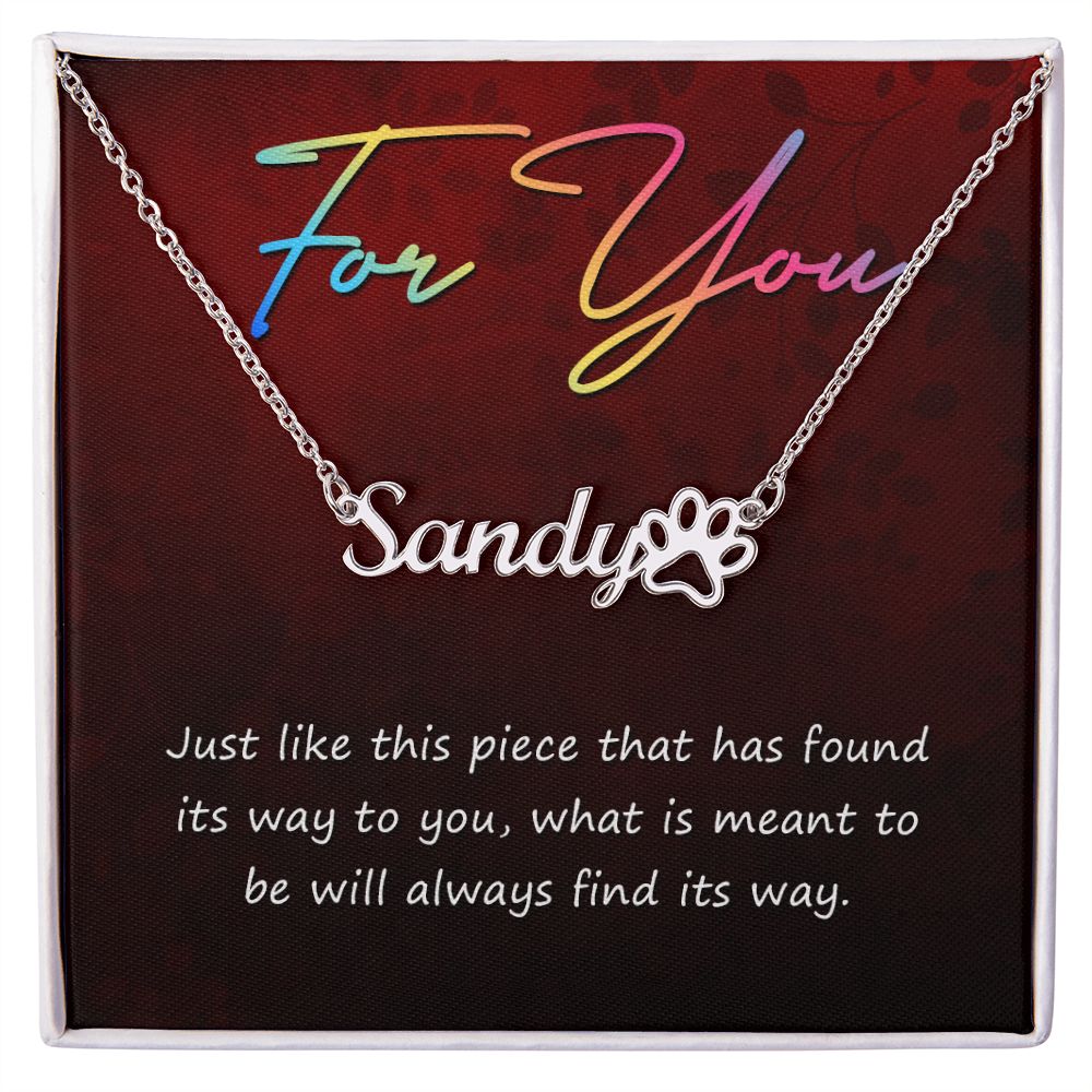 For You Name Necklace With Paw Print-Express Your Love Gifts
