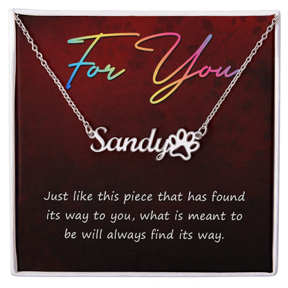 For You Name Necklace With Paw Print-Express Your Love Gifts