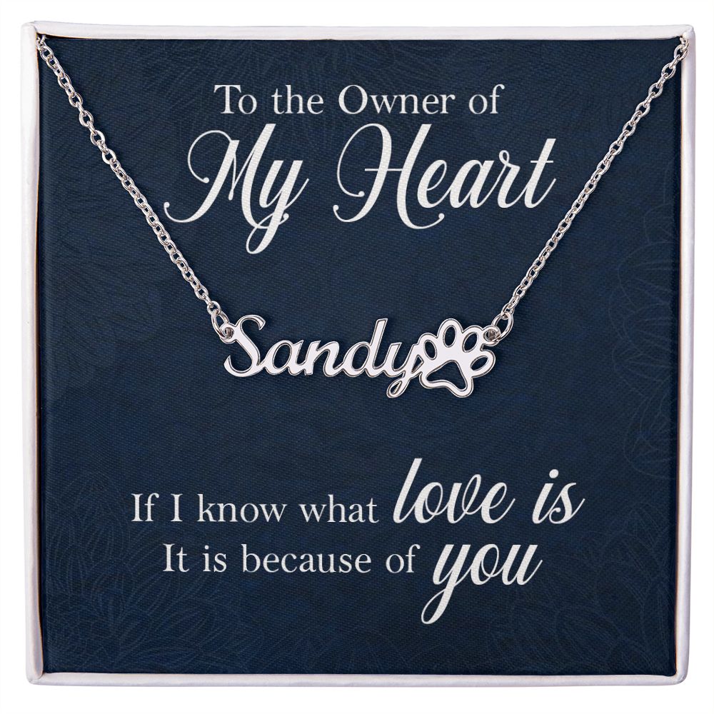 To the Owner of My Heart Name Necklace With Paw Print-Express Your Love Gifts