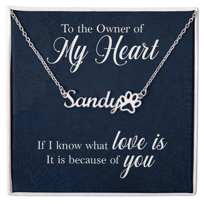 To the Owner of My Heart Name Necklace With Paw Print-Express Your Love Gifts