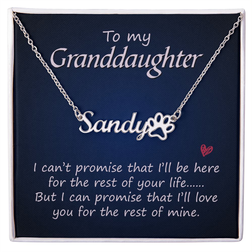 To My Granddaughter Name Necklace With Paw Print-Express Your Love Gifts