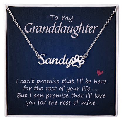 To My Granddaughter Name Necklace With Paw Print-Express Your Love Gifts