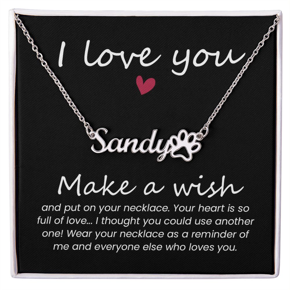 Your Heart is Full of Love Name Necklace With Paw Print-Express Your Love Gifts