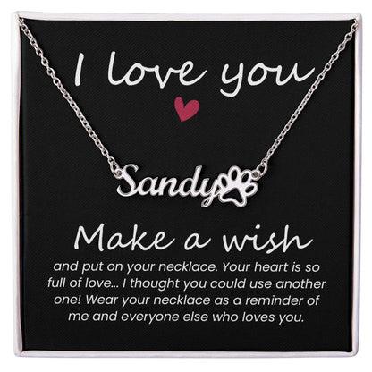 Your Heart is Full of Love Name Necklace With Paw Print-Express Your Love Gifts