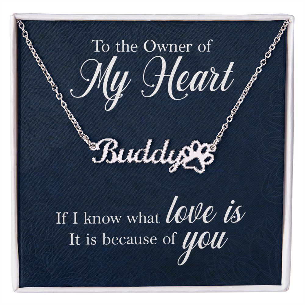 To the Owner of My Heart Name Necklace With Paw Print-Express Your Love Gifts