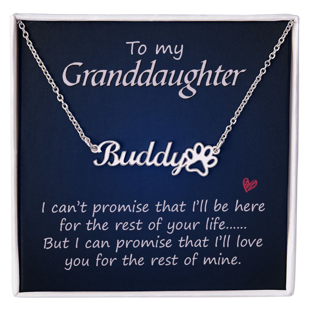 To My Granddaughter Name Necklace With Paw Print-Express Your Love Gifts