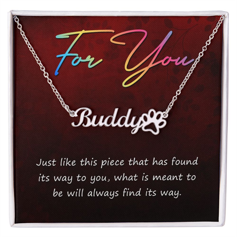 For You Name Necklace With Paw Print-Express Your Love Gifts