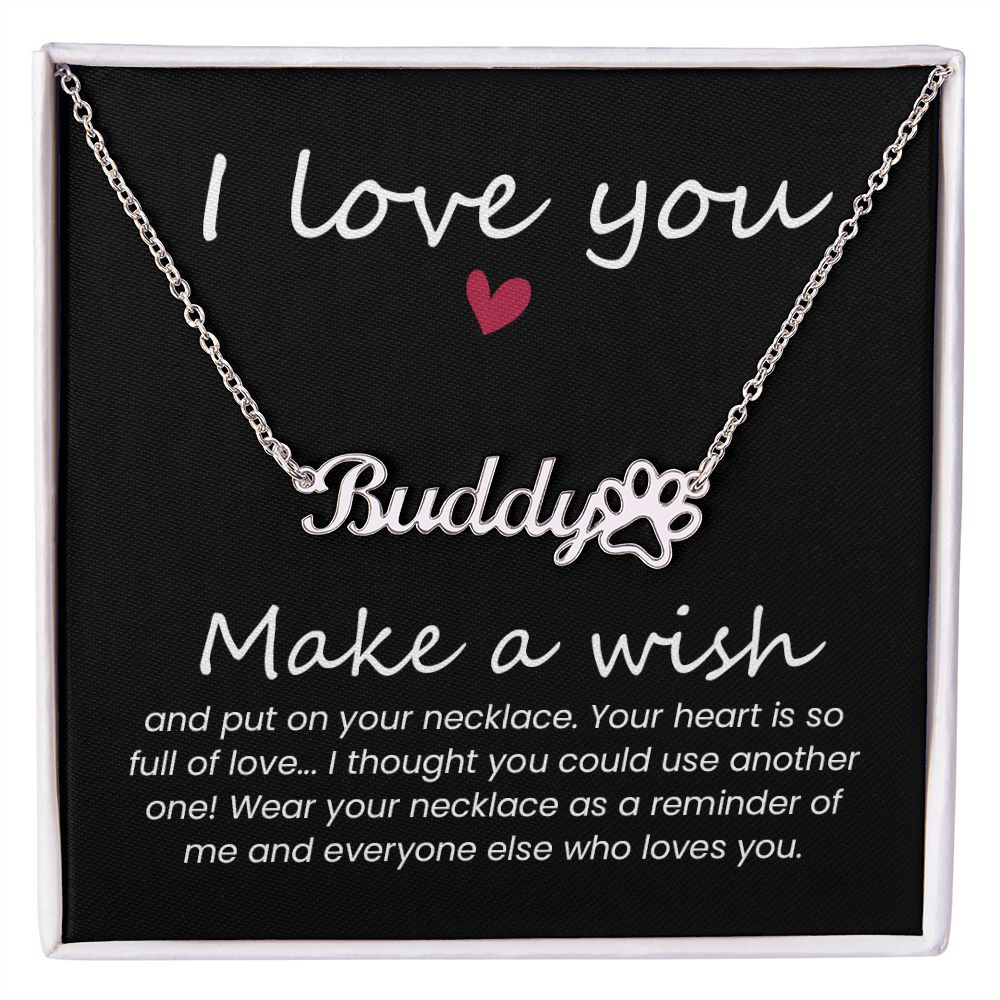 Your Heart is Full of Love Name Necklace With Paw Print-Express Your Love Gifts