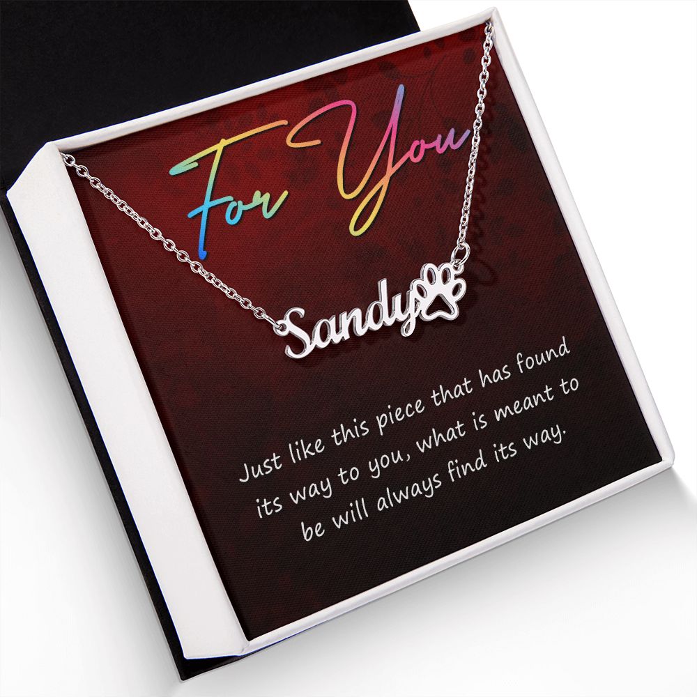For You Name Necklace With Paw Print-Express Your Love Gifts