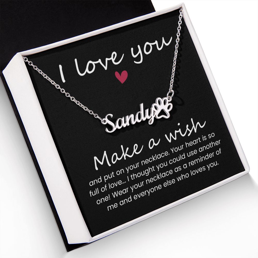 Your Heart is Full of Love Name Necklace With Paw Print-Express Your Love Gifts