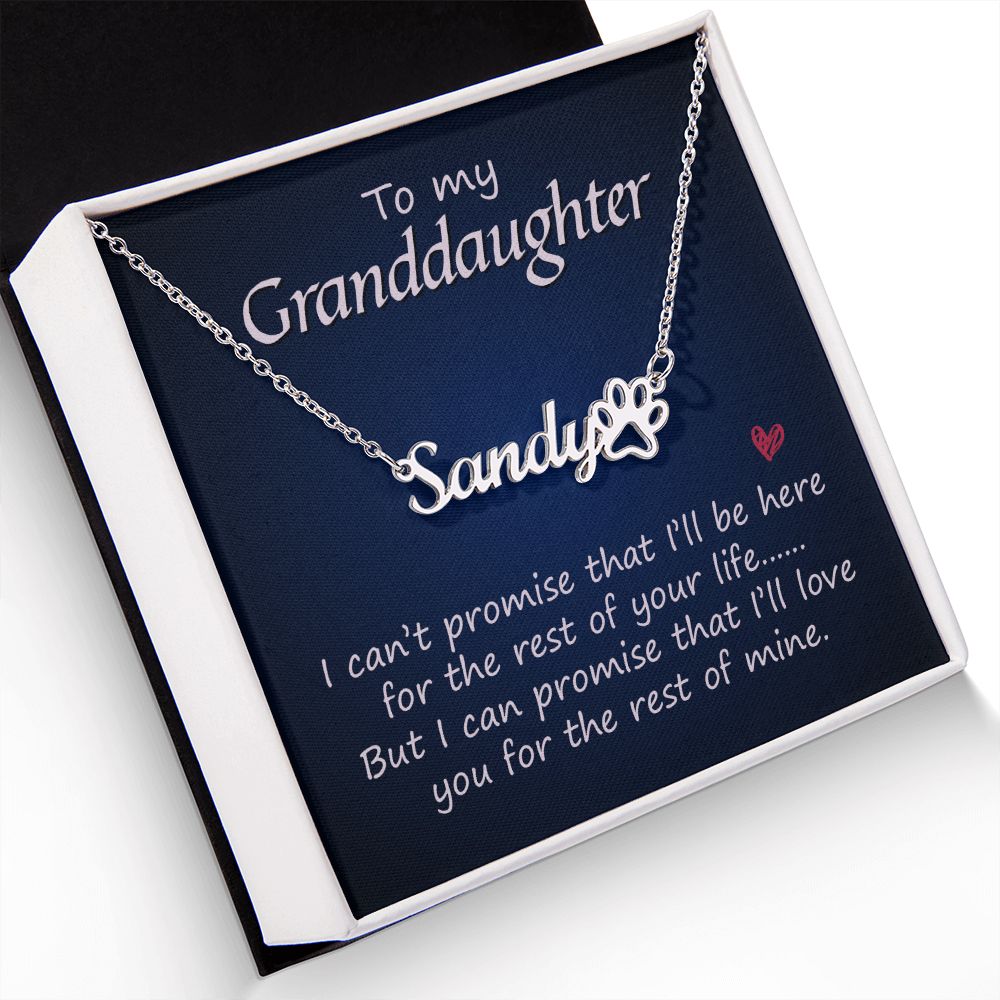 To My Granddaughter Name Necklace With Paw Print-Express Your Love Gifts