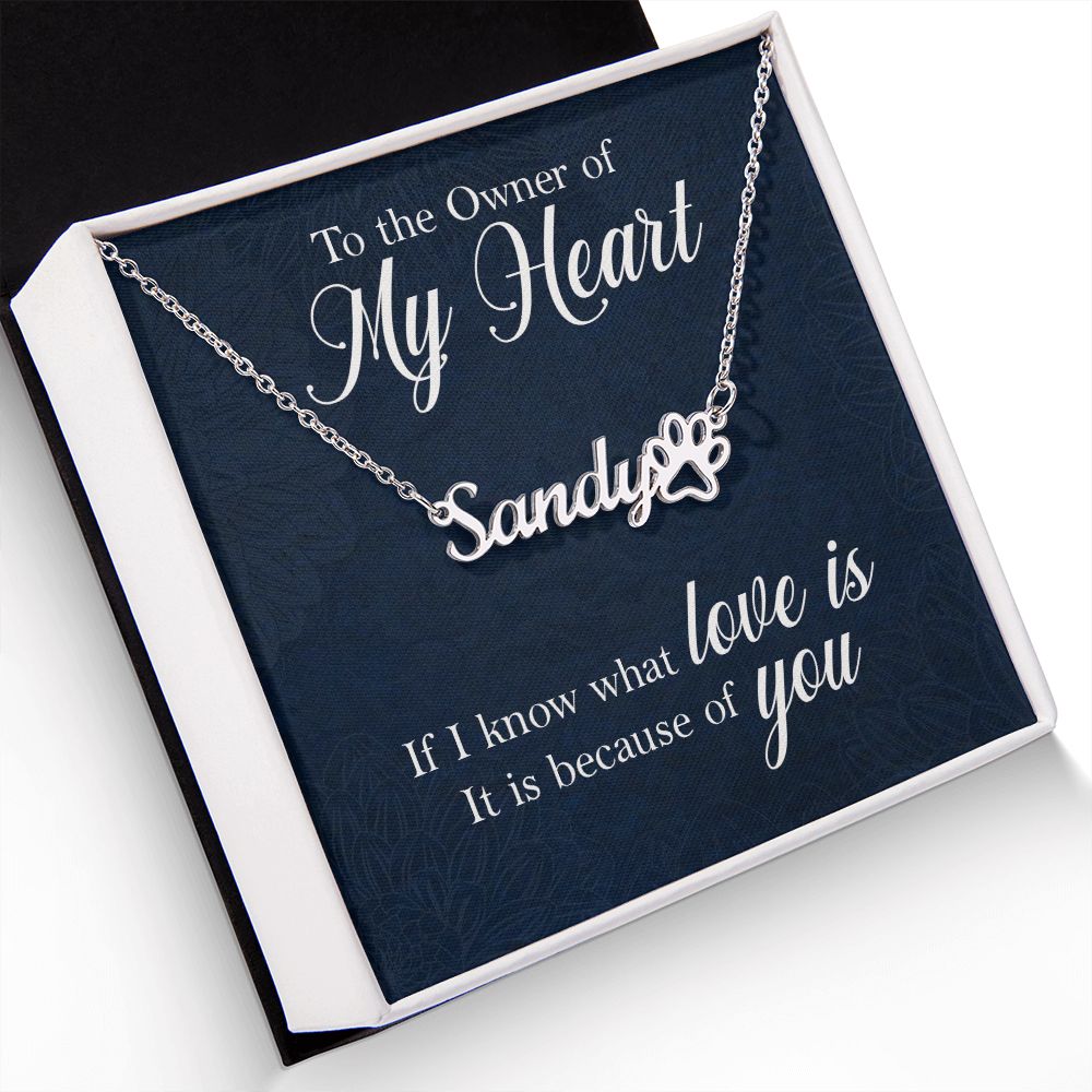 To the Owner of My Heart Name Necklace With Paw Print-Express Your Love Gifts