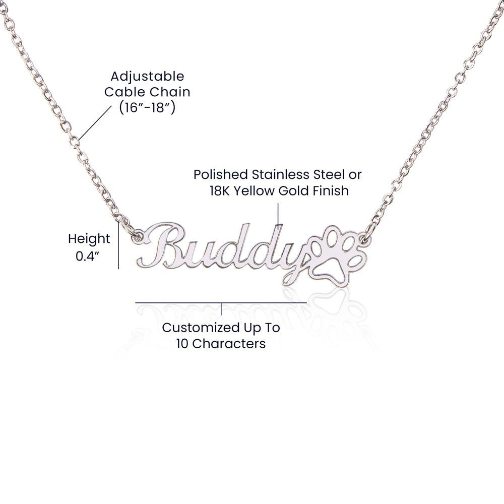 Happy Birthday to My Wife Birthdays Show Up Name Necklace With Paw Print-Express Your Love Gifts