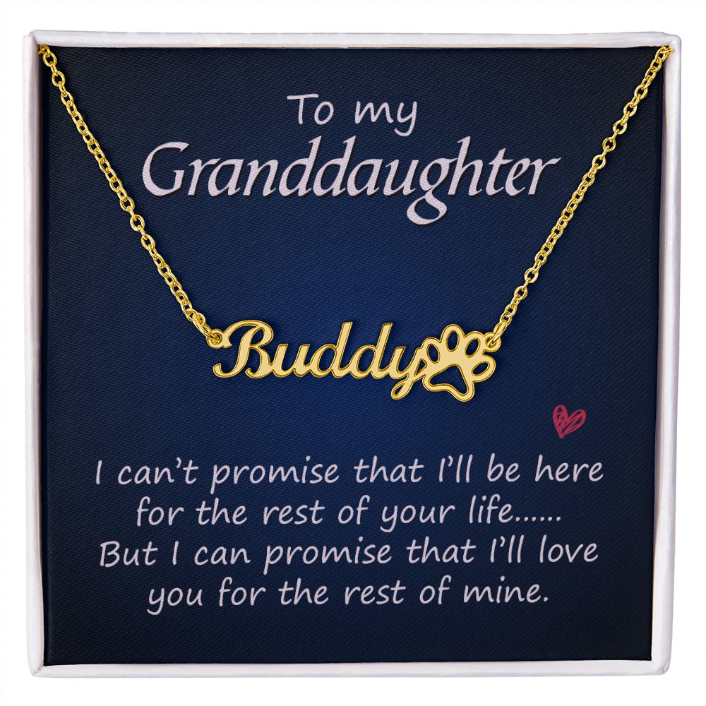 To My Granddaughter Name Necklace With Paw Print-Express Your Love Gifts