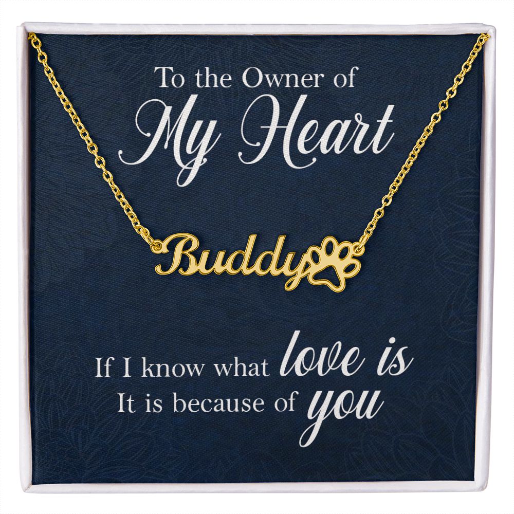 To the Owner of My Heart Name Necklace With Paw Print-Express Your Love Gifts
