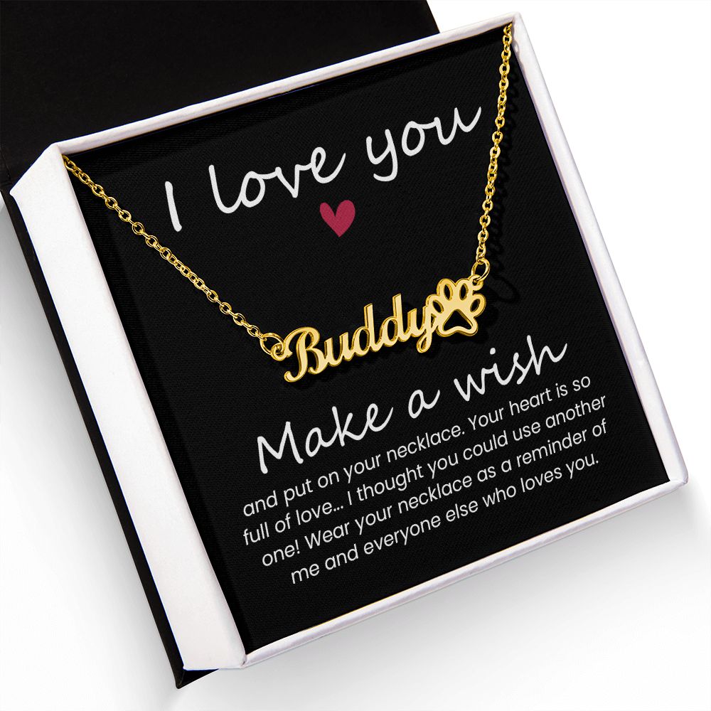 Your Heart is Full of Love Name Necklace With Paw Print-Express Your Love Gifts