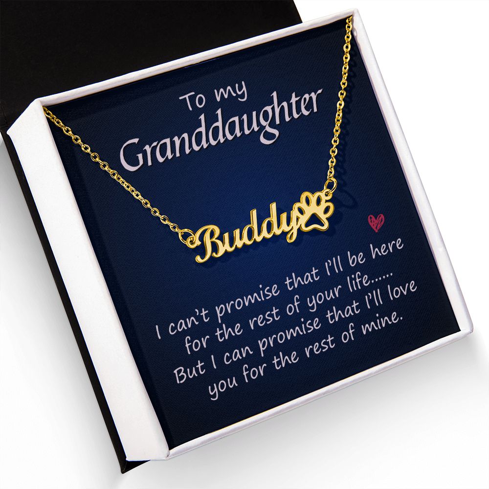 To My Granddaughter Name Necklace With Paw Print-Express Your Love Gifts