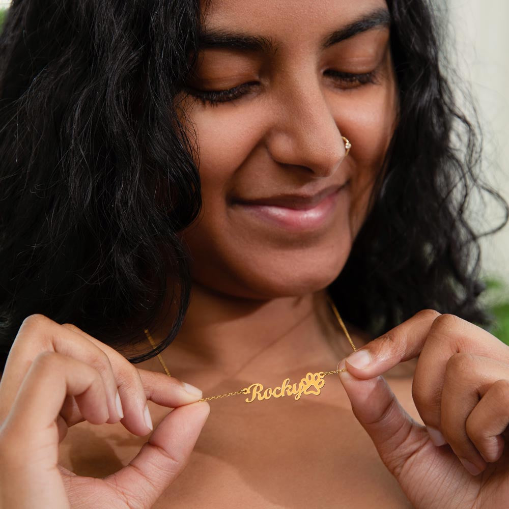 To My Best Friend True Friends are Never Far Name Necklace With Paw Print-Express Your Love Gifts