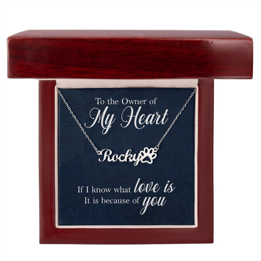 To the Owner of My Heart Name Necklace With Paw Print-Express Your Love Gifts