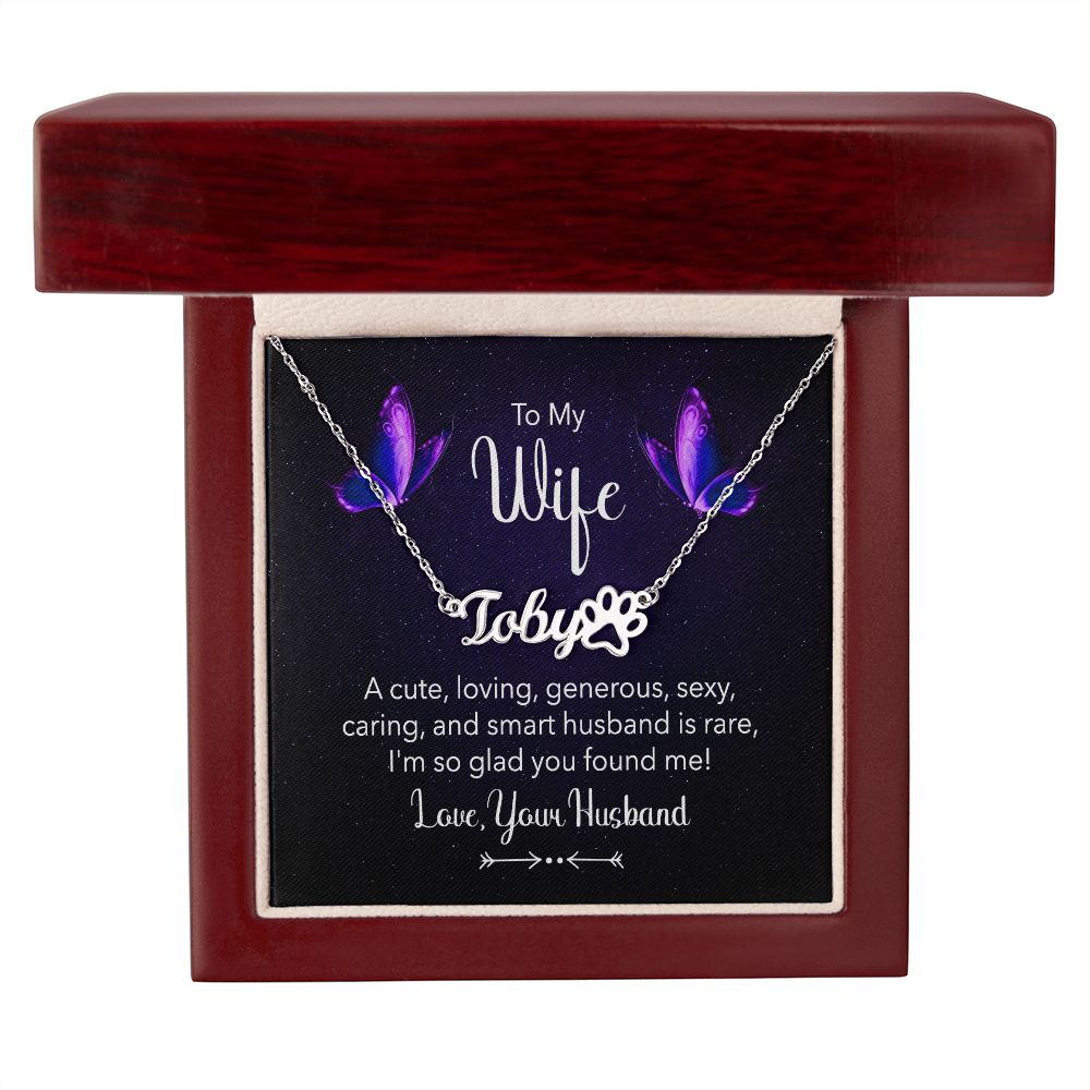 To My Wife A Cute Loving Name Necklace With Paw Print-Express Your Love Gifts