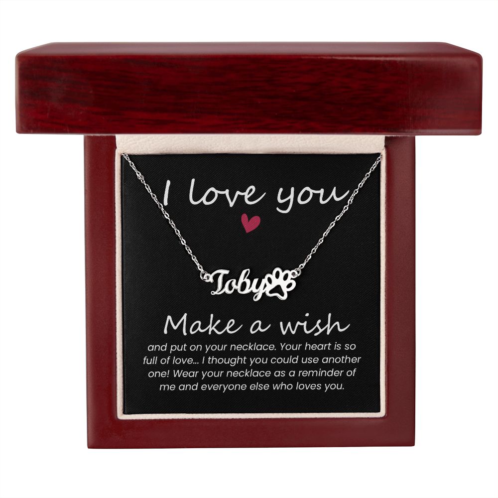 Your Heart is Full of Love Name Necklace With Paw Print-Express Your Love Gifts
