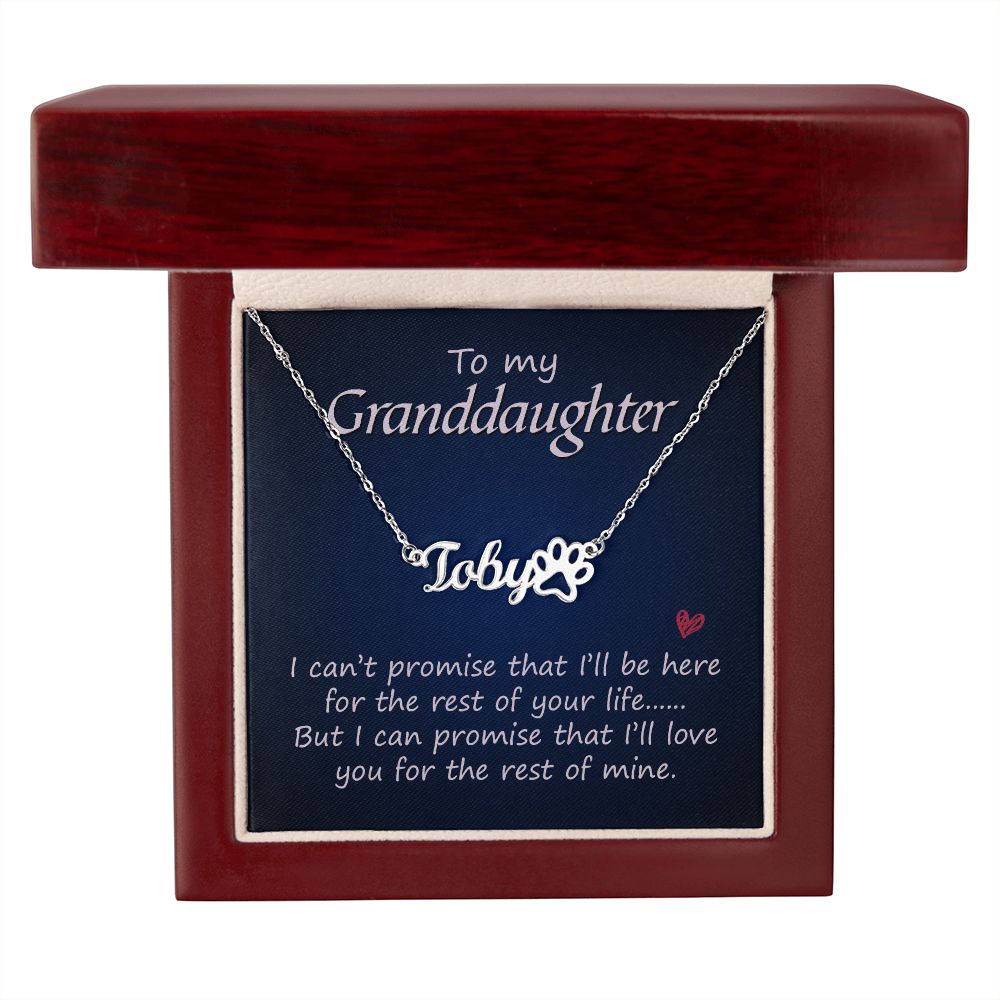 To My Granddaughter Name Necklace With Paw Print-Express Your Love Gifts