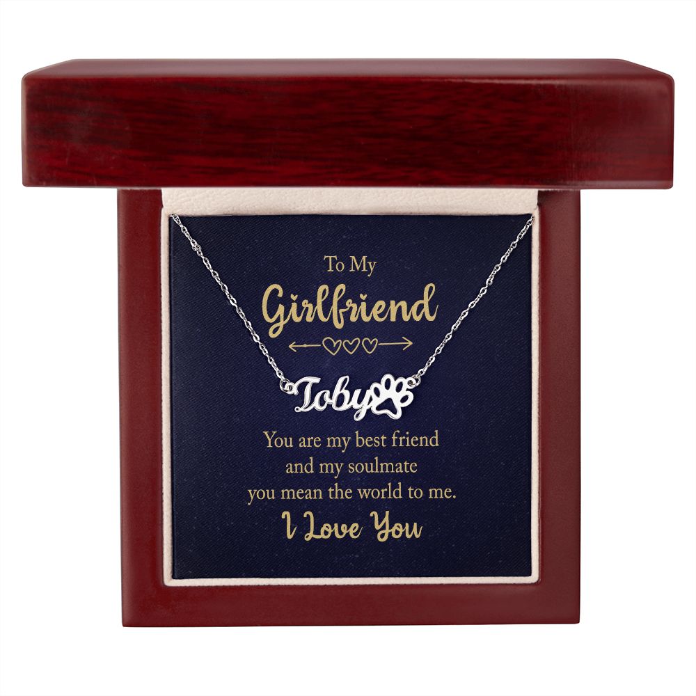 To My Girlfriend You Are My Best Friend Name Necklace With Paw Print-Express Your Love Gifts