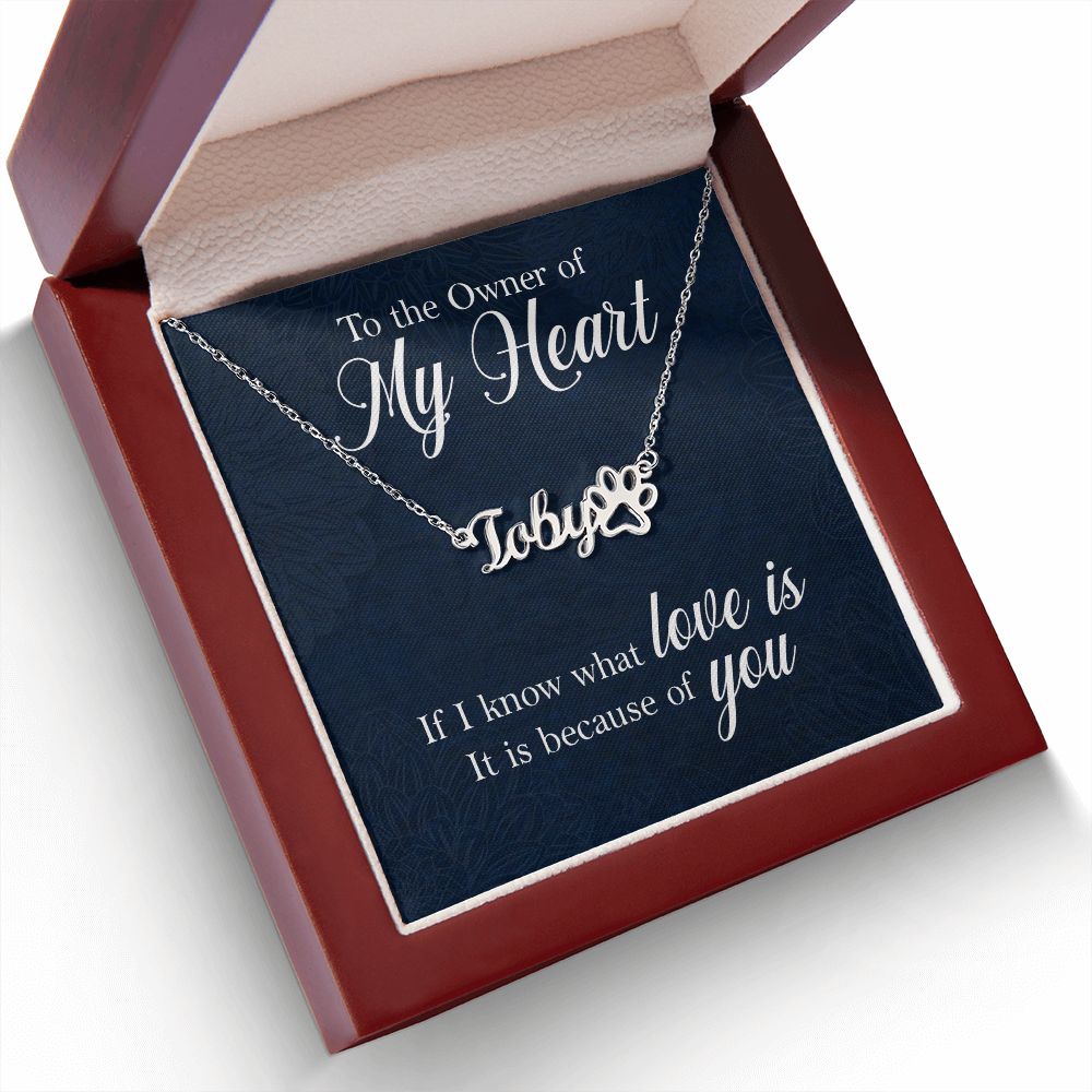 To the Owner of My Heart Name Necklace With Paw Print-Express Your Love Gifts