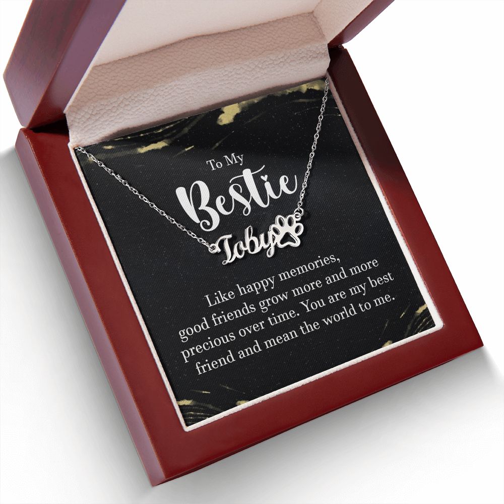 To My Bestie Like Happy Memories Name Necklace With Paw Print-Express Your Love Gifts