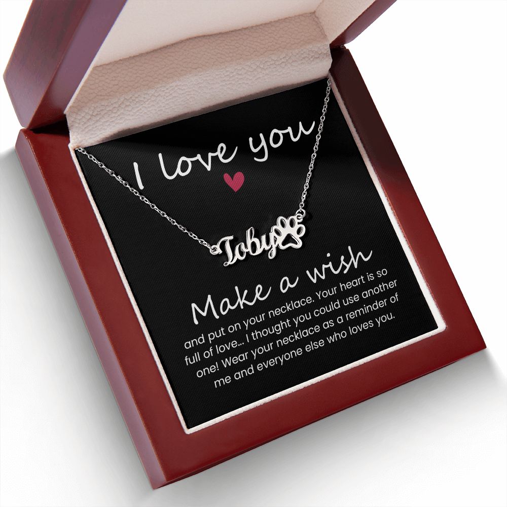 Your Heart is Full of Love Name Necklace With Paw Print-Express Your Love Gifts