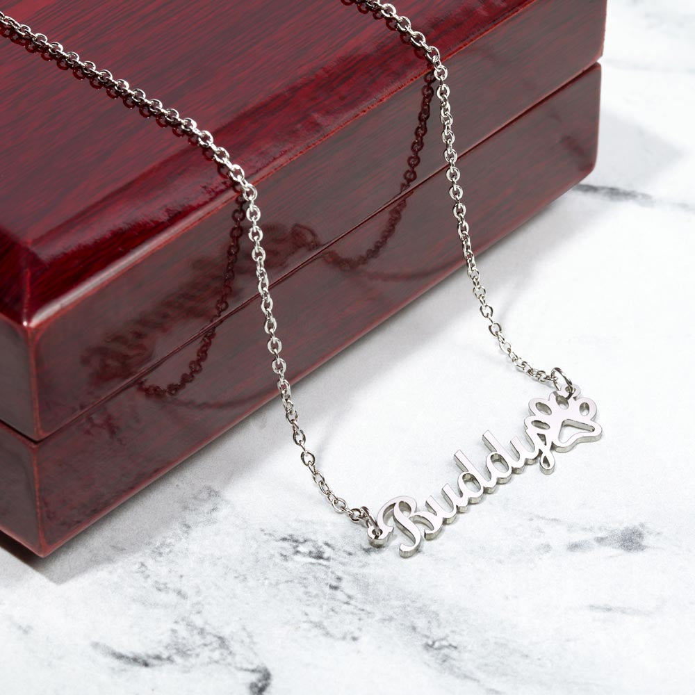 Your Heart is Full of Love Name Necklace With Paw Print-Express Your Love Gifts