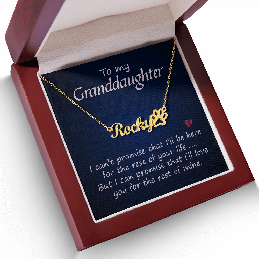 To My Granddaughter Name Necklace With Paw Print-Express Your Love Gifts