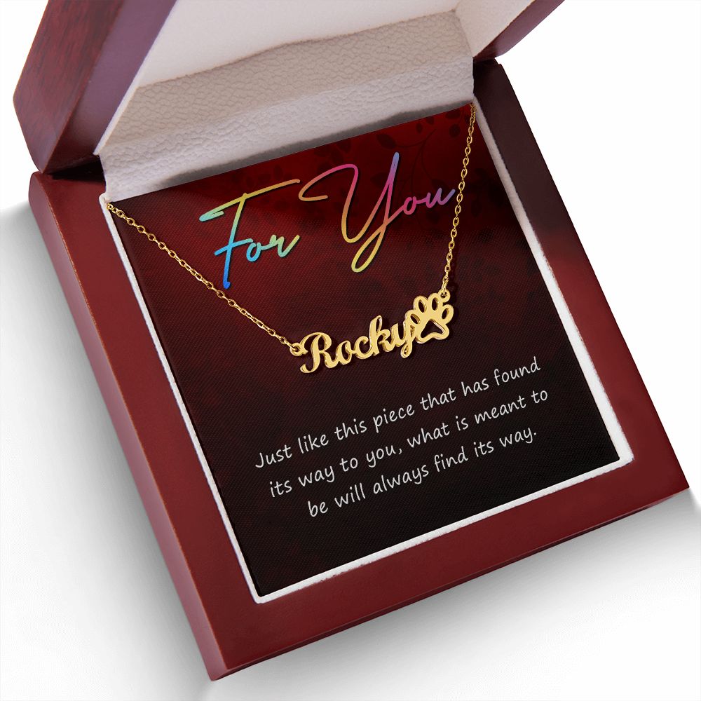 For You Name Necklace With Paw Print-Express Your Love Gifts
