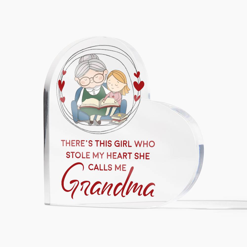 Grandma Heart Printed Heart Shaped Acrylic Plaque-Express Your Love Gifts