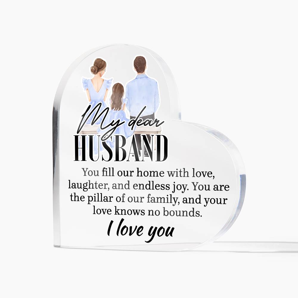 My Dear Husband Home With LovePrinted Heart Shaped Acrylic Plaque-Express Your Love Gifts