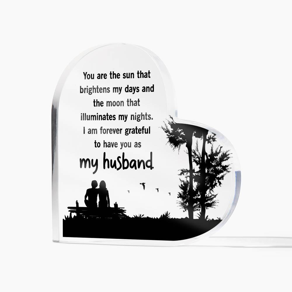 You Are the Sun That Brightens My Days Printed Heart Shaped Acrylic Plaque-Express Your Love Gifts